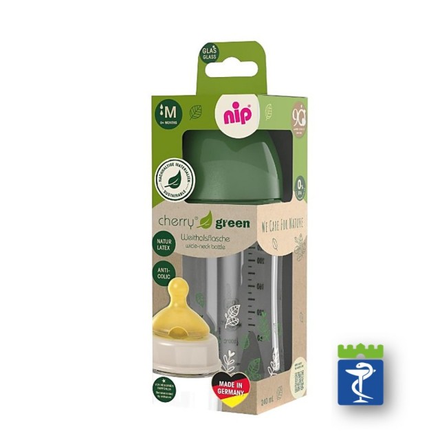 Nip Staklena Flašica Sa Silikonskom Cuclom 0M+ 250Ml Plava