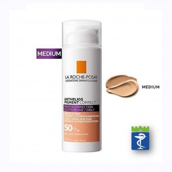 La Roche-Posay ANTHELIOS PIGMENT CORRECT SPF50+ Tonirana krema za zaštitu od sunca i za fotokorekciju, vidljivo umanjuje bore i tamne fleke, Medium 50ml