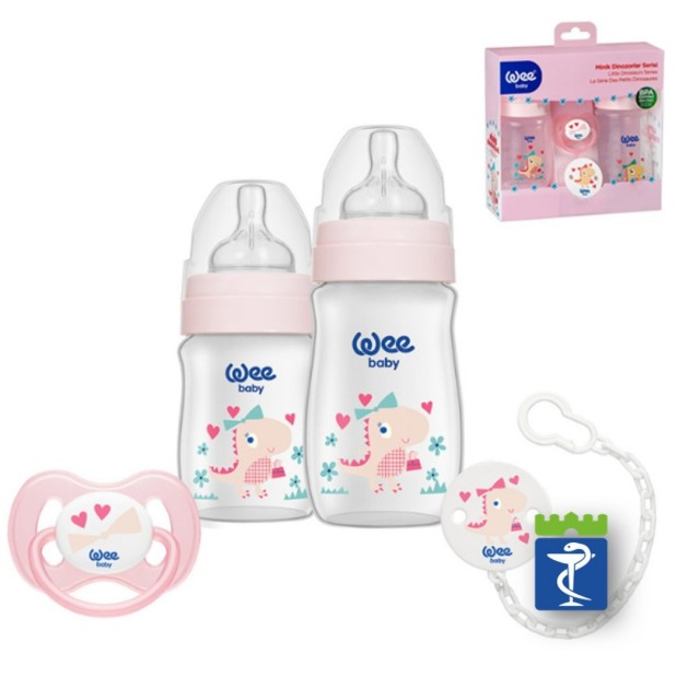 Wee Dino Roze Set Flašica +Varalica +Lančić