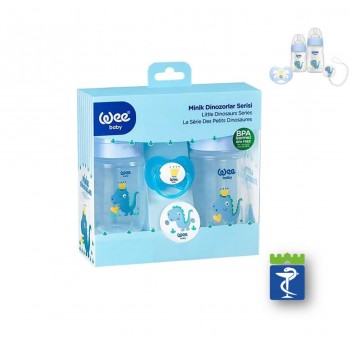 Wee plavi Dino set flašica +varalica +lančić