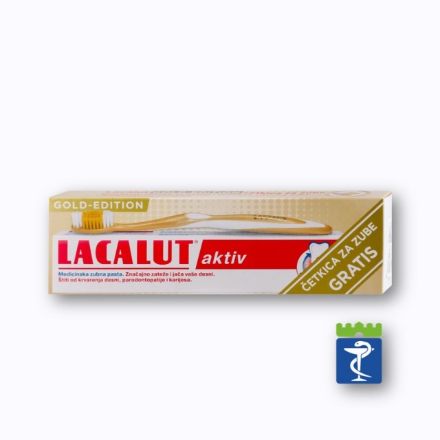 Lacalut Aktiv Gold Edition - Pasta Za Zube 75Ml + Četkica Za Zube Lacalut Aktiv Gold Edition - Pasta Za Zube 75Ml + Četkica Za Zube