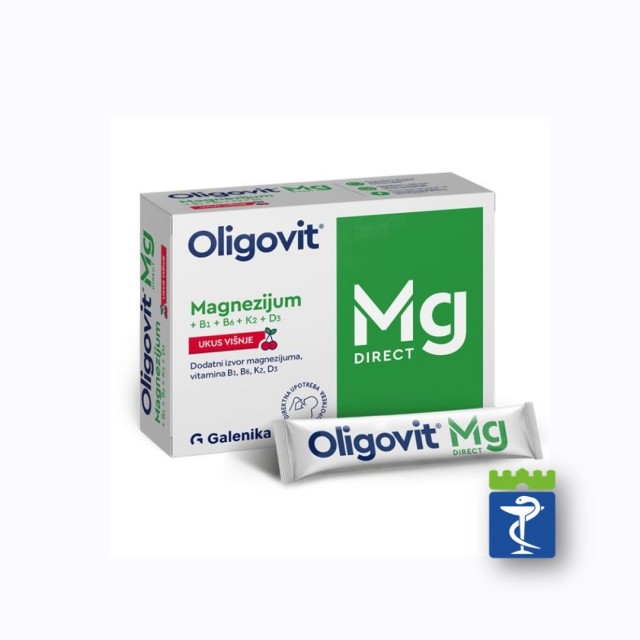 Oligovit Magnezijum Direct +B1+ B6 +K2 +D3 Ukus Višnje Kesica A14