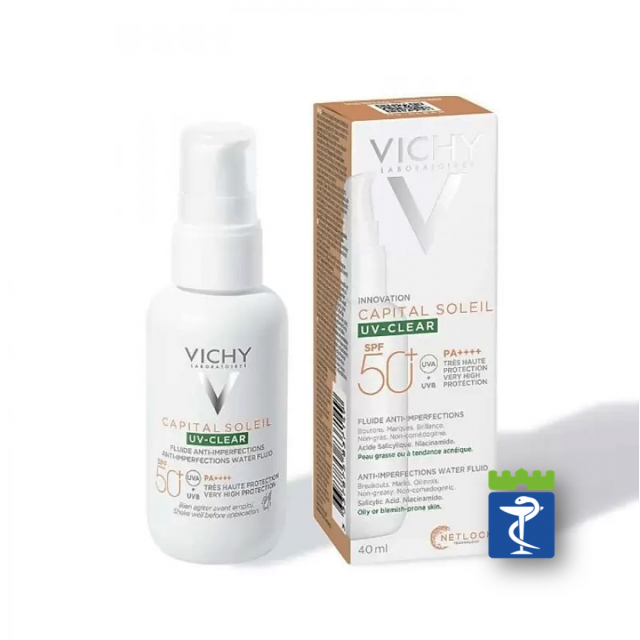 VICHY CAPITAL SOLEIL UV CLEAR SPF 50+ Fluid za zaštitu od sunca protiv nepravilnosti SPF50+ 40ml VICHY CAPITAL SOLEIL UV CLEAR SPF 50+ Fluid za zaštitu od sunca protiv nepravilnosti SPF50+ 40ml